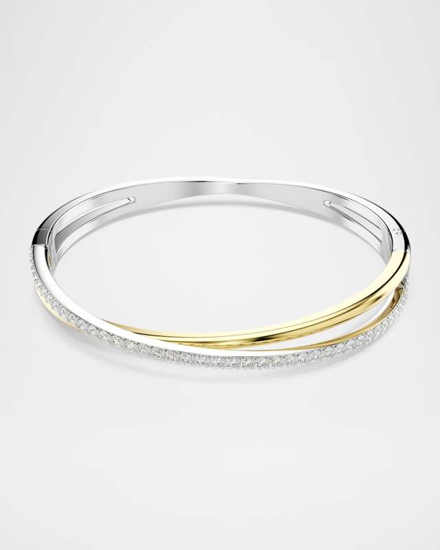 Hyperbola Two-Tone Round Crystal Bangle Bracelet